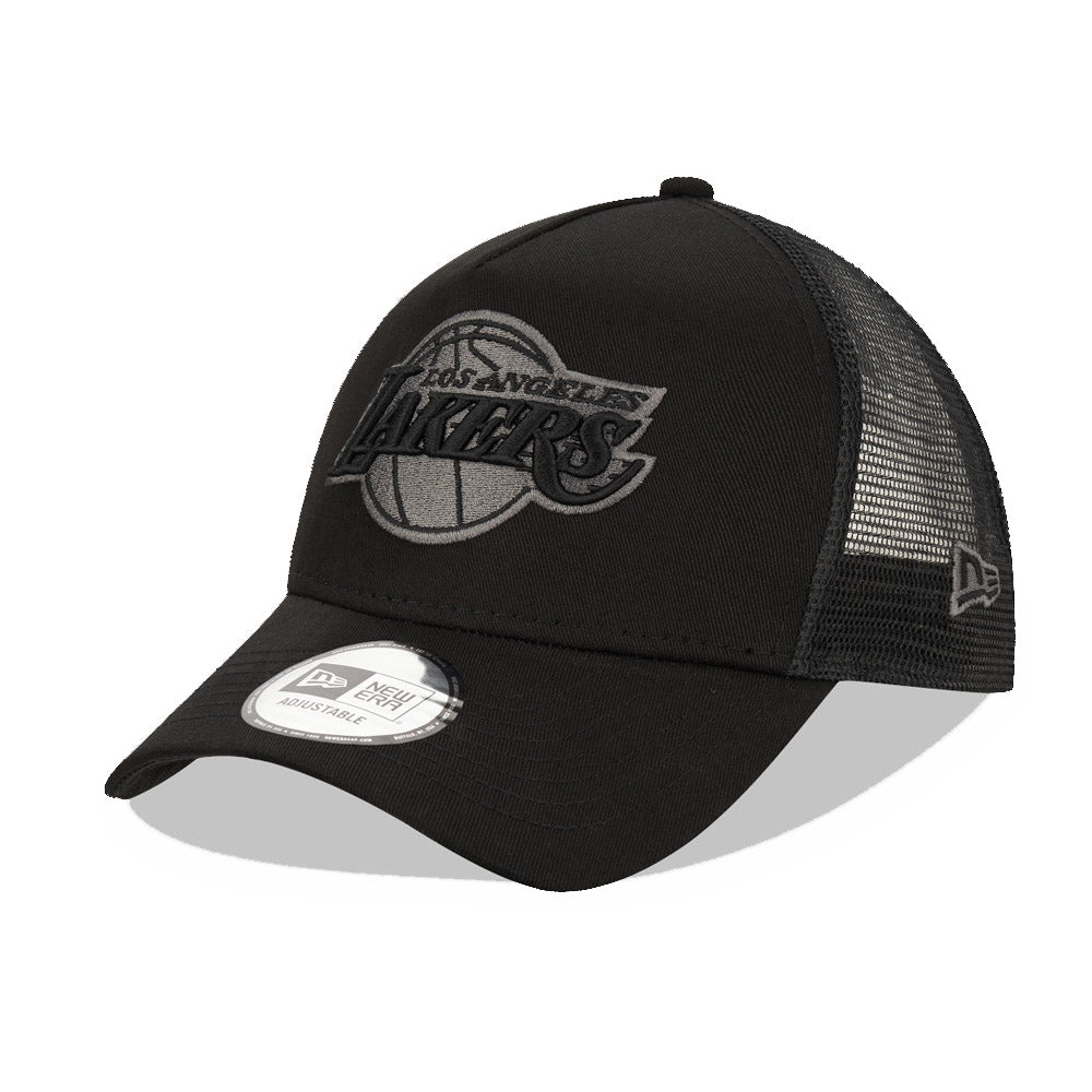 LA Lakers Tonal Black A-Frame Trucker Cap