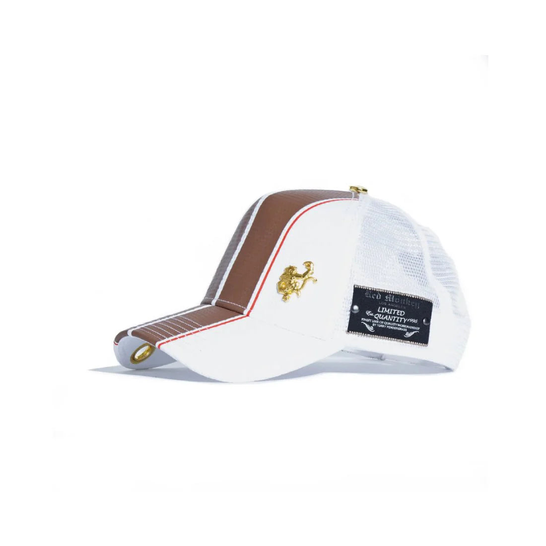RED MONKEY “RACING STRIPES” TRUCKER WHITE/BROWN
